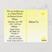 Duckie黄色いゴム製Baby'Showerの招待状 ポストカード (裏面)