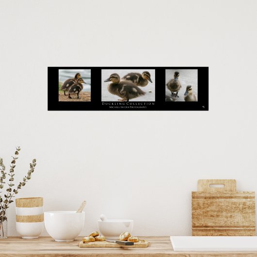 「Duckling Collection」ブラック ポスター (キッチン)