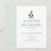 Duckling on way Duck Gender Neutral Baby Shower 招待状 (正面/裏面)