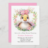 Duckling Serenade：女の子のための赤ちゃんシャワー 招待状 (正面/裏面)