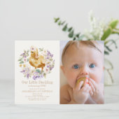 Duckling Water Colorフローラガール1st誕生日フォト 招待状 (スタンド正面)