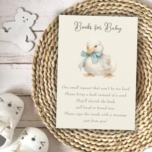 Duckling with Ribbon Baby Shower Books for Baby エンクロージャーカード