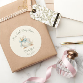 Duckling with Ribbon Baby Shower Paper  ラウンドシール