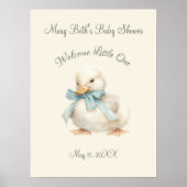 Duckling with Ribbon Baby Shower Welcome Sign ポスター (正面)
