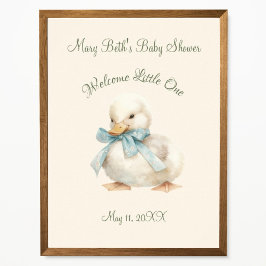 Duckling with Ribbon Baby Shower Welcome Sign ポスター