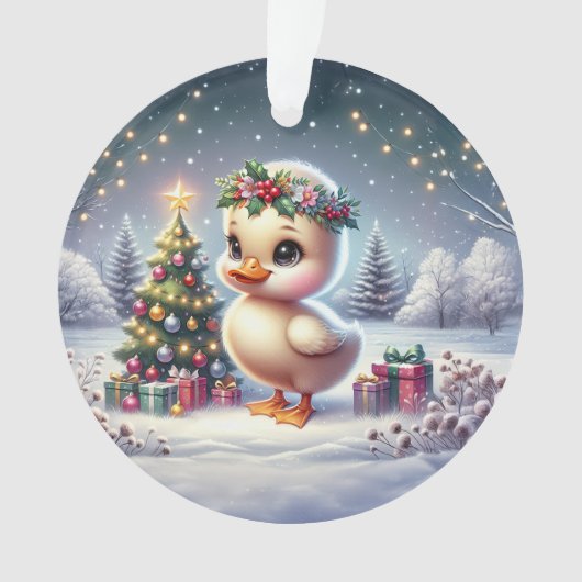 Duckling with Wreath & Starry Tree オーナメント (正面)