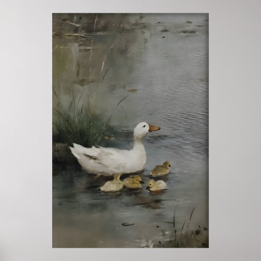Ducks Family Printable Art, Duck Minimalist Print ポスター (正面)