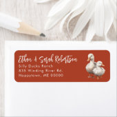 Ducks Return Address Labels Rust Orange ラベル (インサイチュ)