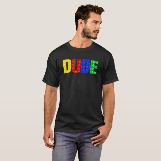 Dude Brick Builder Kids Block Set Brick Dude Tシャツ (正面フル)