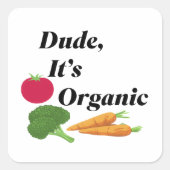 Dude It’s Organic 面白い野菜のタイポグラフィ スクエアシール (正面)
