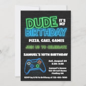 Dude It's My誕生日ピザケーキゲームパーティー 招待状 (正面)