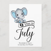 Due in 7月リトルピーナッツ男の赤ちゃんゾウ ポストカード (正面)