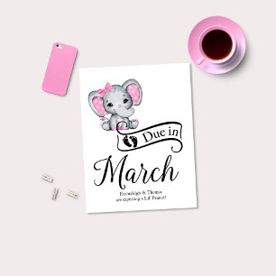 Due in March Little Peanut Baby Girl Elephant ポストカード
