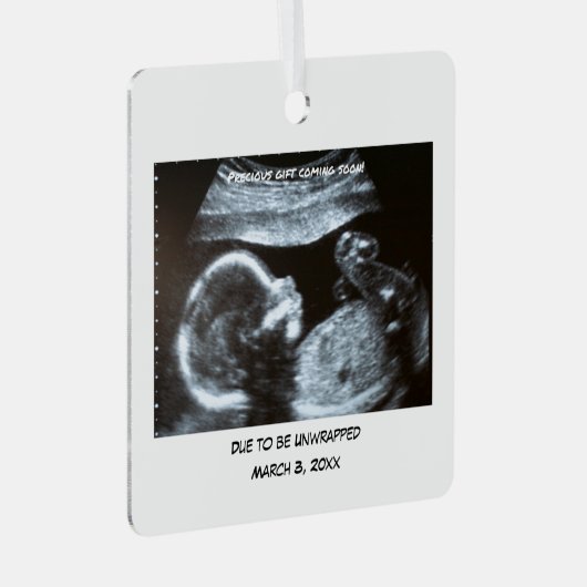 「Due Soon」の写真パーソナライズされた メタルオーナメント (正面右)