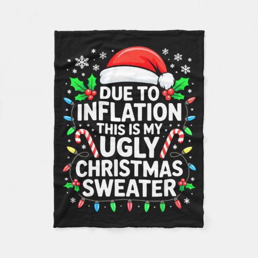 Due To Inflation Ugly Christmas Sweater Shirt Men  フリースブランケット (正面)