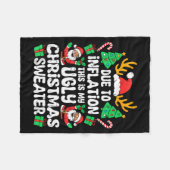 Due To Inflation Ugly Christmas Sweater Xmas Men W フリースブランケット (正面(横))