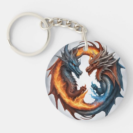 Duel of Elements: Fire & Ice Dragon Keychain キーホルダー (正面)