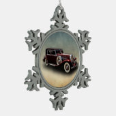 Duesenberg (Duesy)モデルJのクラシック車 スノーフレークピューターオーナメント (左)