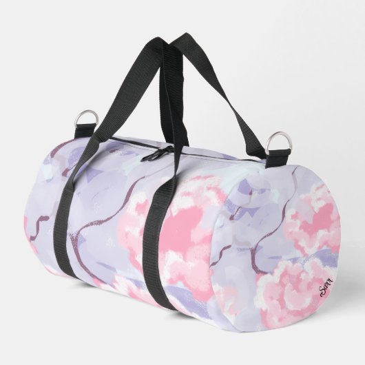 Duffel Bag : Pink Roses Winters Frost . ダッフルバッグ (左コーナー)
