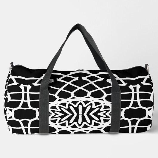 Duffel Bag, White & Black classic stylish design ダッフルバッグ (正面)