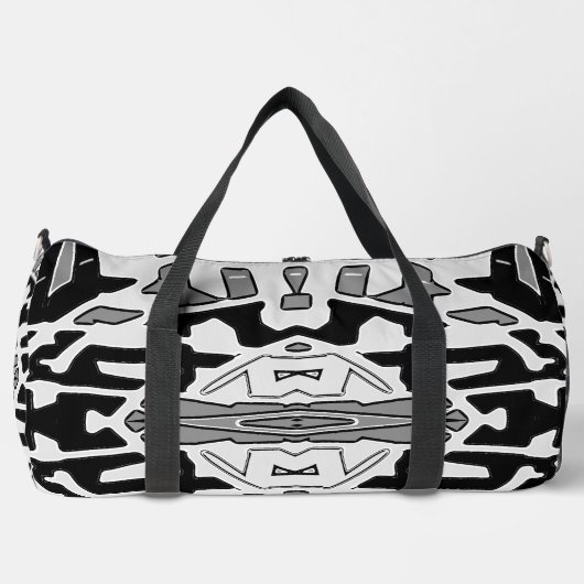 Duffel Bag, White & Black classic stylish design ダッフルバッグ (正面)