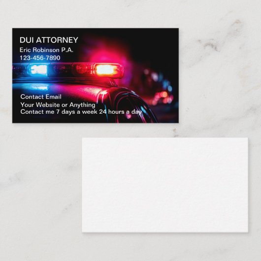 DUI Attorney Modern Police Car Theme 名刺 (正面/裏面)