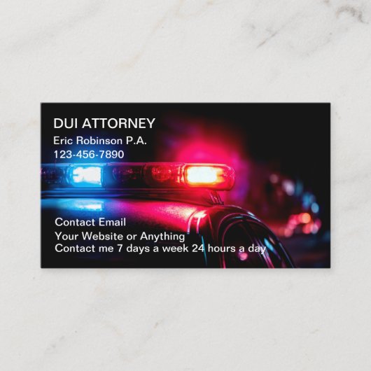 DUI Attorney Modern Police Car Theme 名刺 (正面)