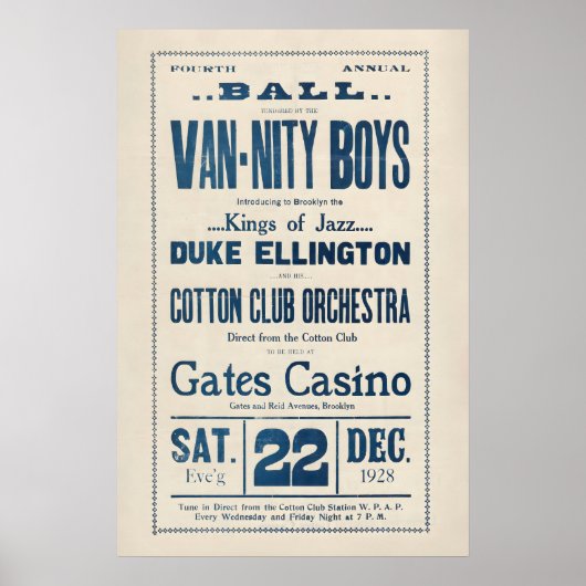 Duke Ellington jazz poster - Cotton Club - Gates ポスター (正面)