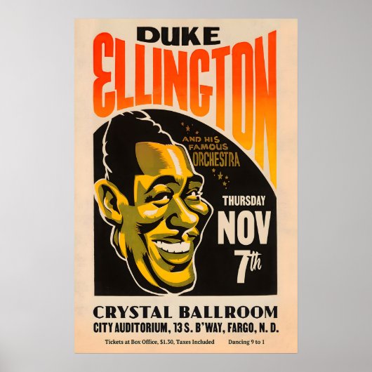Duke Ellington jazz poster - Fargo, ND - 1940 2 ポスター (正面)