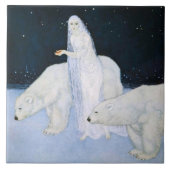 Dulacの白くまの冬の魔法のタイルのTrivetのギフト用の箱 タイル (正面)
