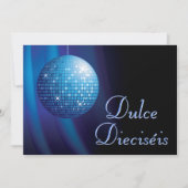 Dulce Dieciséis Disco Ball Azul Fiesta  招待状 (正面)