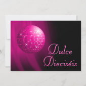 Dulce Dieciséis Disco Ball Rosa Fiesta  招待状 (正面)