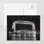 Duluth Lift Bridgeブラック&ホワイト写真 ポストカード (正面/裏面)