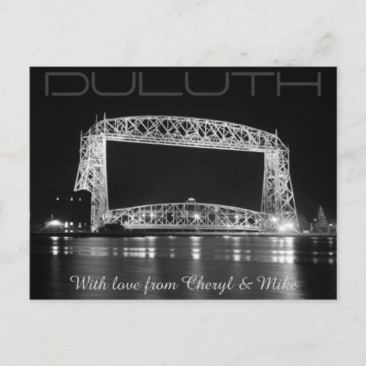 Duluth Lift Bridgeブラック&ホワイト写真 ポストカード (正面)