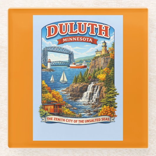 Duluth Minnesota Souvenir Coaster –Lake Superior ガラスコースター (正面)