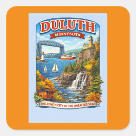 Duluth Minnesota Souvenir Stickers–Lake Superior スクエアシール