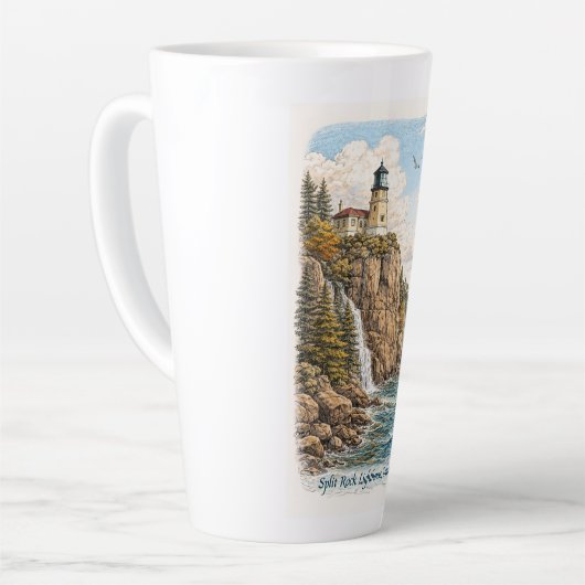 Duluth, MN, Split Rock Lighthouse Latte Mug カフェラテマグ (左アングル)