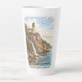 Duluth, MN, Split Rock Lighthouse Latte Mug カフェラテマグ (正面)