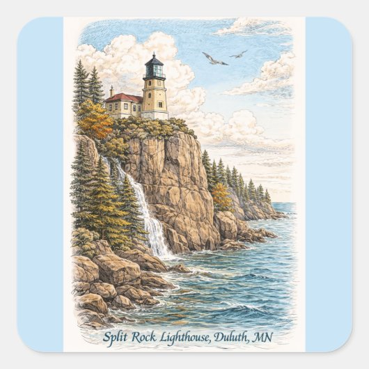 Duluth, MN, Split Rock Lighthouse Stickers スクエアシール (正面)