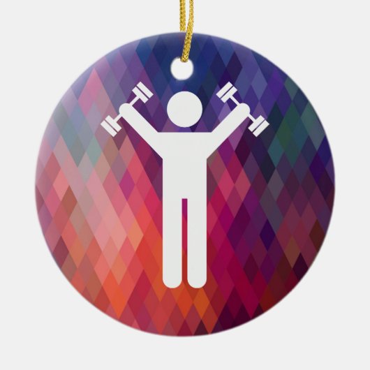 Dumbellは印に運動させます セラミックオーナメント (正面)