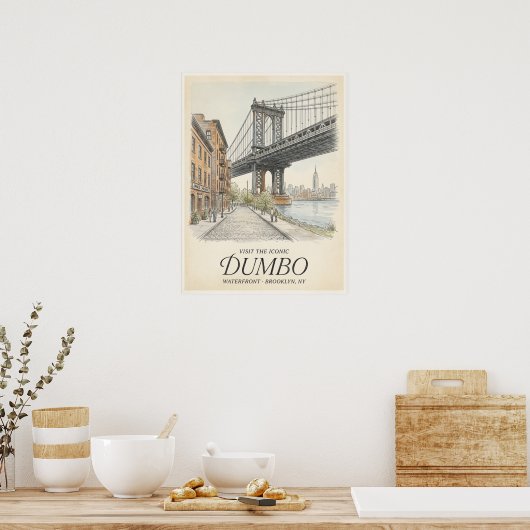 Dumbo Waterfront Sketch Brooklyn ポスター (キッチン)