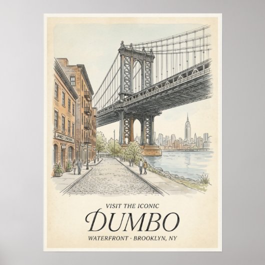 Dumbo Waterfront Sketch Brooklyn ポスター (正面)