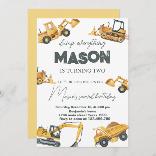 Dump Everything建築誕生日 招待状 (正面/裏面)