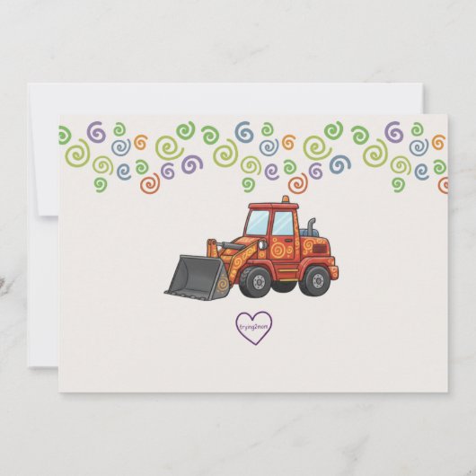 Dump Everything Colorful Construction Birthday 招待状 (裏面)