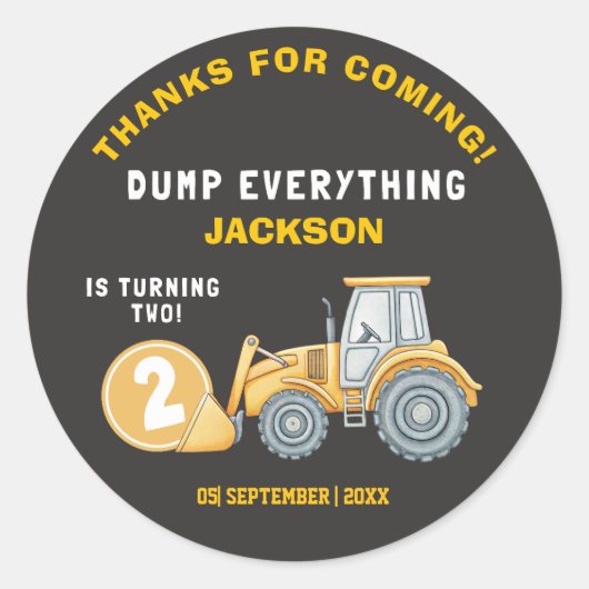 "DUMP EVERYTHING! Construction Birthday 2 ラウンドシール (正面)