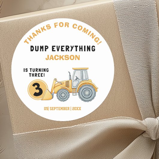 "DUMP EVERYTHING! Construction Birthday 3 ラウンドシール