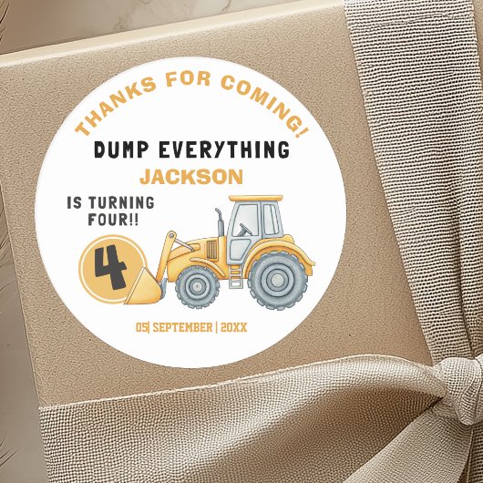 "DUMP EVERYTHING! Construction Birthday 4 ラウンドシール