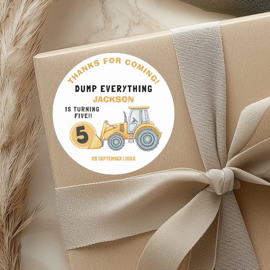 "DUMP EVERYTHING! Construction Birthday 5 ラウンドシール