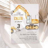 Dump Everything Construction Truck 3rd Birthday 招待状