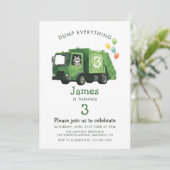 Dump Everything Garbage Truck Kids Birthday  招待状 (スタンド正面)